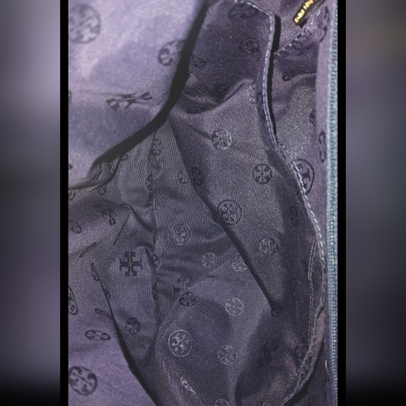 Tory Burch Navy Fold-Over Baby Bag with Braided Trim - Picture 4 of 5